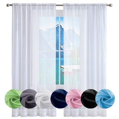 GAIFNAG Gardine Wohnzimmer Gardinen 80 x 170 cm Weiss Halbtransparent mit Ösen, Luftig, Modern Und Langlebig Voile Vorhang Durchsichtig Gardine für Hochzeit Fenster Wohnzimmer, Weiß GAIFNAG Gardine Wohnzimmer Gardinen 80 x 170 cm Weiss Halbtransparent mit Ösen, Luftig, Modern Und Langlebig Voile Vorhang Durchsichtig Gardine für Hochzeit Fenster Wohnzimmer, Weiß von GAIFNAG