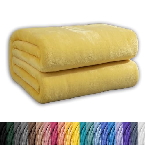 Kuscheldecke Flauschig Decke 180 x 220 cm 230 G/M² Flanell Extra Weich, Waschbar Wohndecke - Flauschige Decke für Frauen, Männer, Haustier, Familie, Gelb Kuscheldecke Flauschig Decke 180 x 220 cm 230 G/M² Flanell Extra Weich, Waschbar Wohndecke - Flauschige Decke für Frauen, Männer, Haustier, Familie, Gelb von GAIFNAG