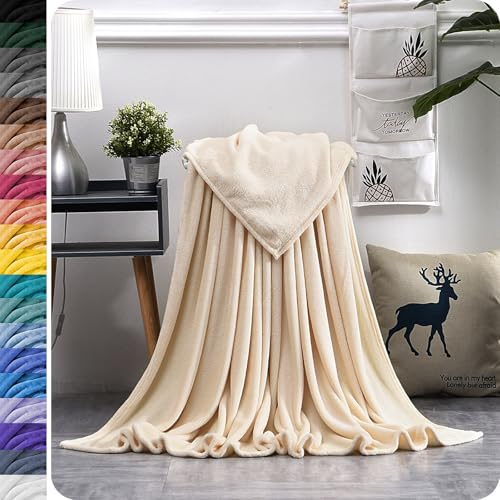 GAIFNAG Kuscheldecke Flauschig Decke Fleecedecke 150 x 300 cm 230 G/M² Flanell Extra Weich, Waschbar Couchdecke Sofa Überwurfdecke für Tiefen Schlaf Und Bessere Erholung, Creme Farben GAIFNAG Kuscheldecke Flauschig Decke Fleecedecke 150 x 300 cm 230 G/M² Flanell Extra Weich, Waschbar Couchdecke Sofa Überwurfdecke für Tiefen Schlaf Und Bessere Erholung, Creme Farben von GAIFNAG