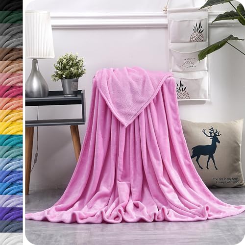 GAIFNAG Kuscheldecke Fleecedecke Flanell Decke 150 x 250 cm Baumwollmix Weich, Warm & Waschbar Personalisierte Foto Decke für Tiefen Schlaf Und Bessere Erholung, Hellrosa von GAIFNAG