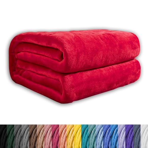 GAIFNAG Kuscheldecke Fleecedecke Flanell Decke 80 x 200 cm 230 G/M² Flanell Extra Weich, Waschbar Warme Überwurfdecke Sofadecke für Tiefen Schlaf Und Bessere Erholung, Rot von GAIFNAG