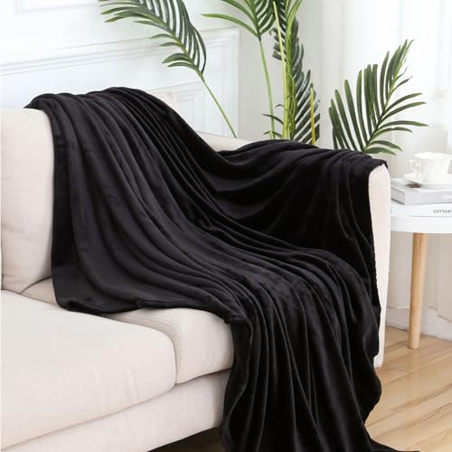 GAIFNAG Kuscheldecke Fleecedecke Flanell Decke 80 x 300 cm Verschiedenen Größen Und Farben Erhältlich Tagesdecke Sofadecke Blanket für Tiefen Schlaf Und Bessere Erholung, Schwarz von GAIFNAG