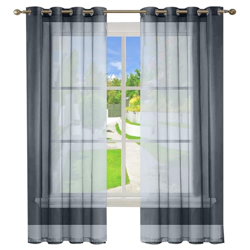 GAIFNAG Leinenoptik Voile Vorhänge 180 x 140 cm Hitzeschutz, Leinen-Optik Transparent, Größe Und Farbe Wählbar mit Ösen Türvorhang Blickdicht für Fenster, Zuhause, Terrasse, Grau GAIFNAG Leinenoptik Voile Vorhänge 180 x 140 cm Hitzeschutz, Leinen-Optik Transparent, Größe Und Farbe Wählbar mit Ösen Türvorhang Blickdicht für Fenster, Zuhause, Terrasse, Grau von GAIFNAG