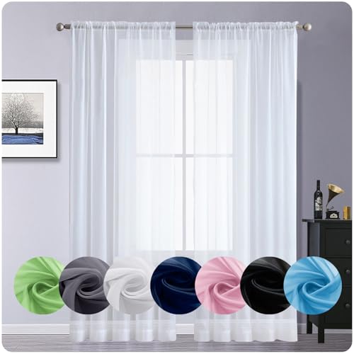 GAIFNAG Natürliche Leinenstruktur Vorhänge 200 x 230 cm Transparent in Leinen-Optik Waschbar in Vielen Bunten Farben Verdunkelungsvorhang Thermovorhang für Hochzeit Fenster Wohnzimmer, Weiß von GAIFNAG