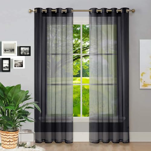 GAIFNAG Natürliche Leinenstruktur Vorhänge 80 x 160 cm Transparent Wohnzimmer Luftig Dekoschal, Waschbar, Kürzbar Vorhang Verdunkelung Blickdicht Gardinen für Hochzeit Fenster Wohnzimmer, Schwarz GAIFNAG Natürliche Leinenstruktur Vorhänge 80 x 160 cm Transparent Wohnzimmer Luftig Dekoschal, Waschbar, Kürzbar Vorhang Verdunkelung Blickdicht Gardinen für Hochzeit Fenster Wohnzimmer, Schwarz von GAIFNAG