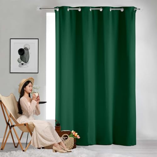 GAIFNAG Verdunklungsvorhänge 1Er Set 80 x 80 cm Wärmeisolierend, Vielen Farben Und Ausführungen Thermogardine mit Ösen, Hochzeit Vorhang für Hotels Büros Wohnzimmer, Dunkelgrün von GAIFNAG