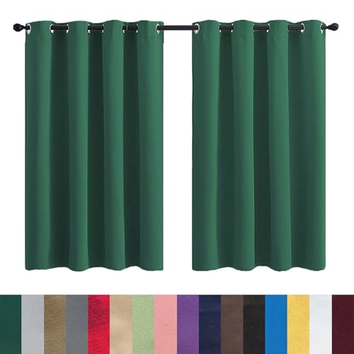 GAIFNAG Verdunklungsvorhänge Schlaufen Gardinen 160 x 50 cm Wohnzimmer Lärmschutz/Kälteschutz Warm Thermovorhang Schlafzimmer Blackout Curtain für Hotels Büros Wohnzimmer, Dunkelgrün von GAIFNAG