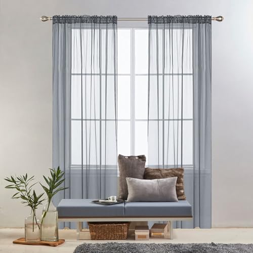 GAIFNAG Voile Vorhang Transparente Gardine 190 x 120 cm Transparent in Leinen-Optik Waschbar in Vielen Bunten Farben Vorhang Transparent mit Ösen für Hochzeit Fenster Wohnzimmer, Hellgrau GAIFNAG Voile Vorhang Transparente Gardine 190 x 120 cm Transparent in Leinen-Optik Waschbar in Vielen Bunten Farben Vorhang Transparent mit Ösen für Hochzeit Fenster Wohnzimmer, Hellgrau von GAIFNAG