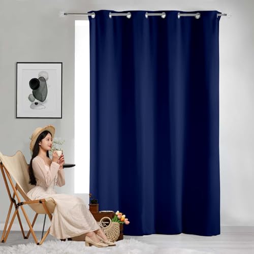 GAIFNAG Vorhänge Beige Blickdicht mit Ösen 180 x 160 cm Wärmeisolierend, Vielen Farben Und Ausführungen Thermovorhang Kälteschutz für Hotels Büros Wohnzimmer, Dunkelblau von GAIFNAG