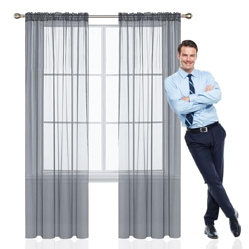 GAIFNAG Vorhänge Wohnzimmer Gardinen 140 x 130 cm Transparent in Leinen-Optik Waschbar in Vielen Bunten Farben Fadenvorhang Fadengardine Türvorhang für Hotels Büros Wohnzimmer, Hellgrau GAIFNAG Vorhänge Wohnzimmer Gardinen 140 x 130 cm Transparent in Leinen-Optik Waschbar in Vielen Bunten Farben Fadenvorhang Fadengardine Türvorhang für Hotels Büros Wohnzimmer, Hellgrau von GAIFNAG