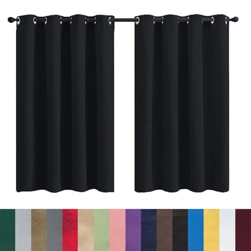 GAIFNAG Vorhang Schlafzimmer, Vorhänge Wohnzimmer 160 x 250 cm Blickdicht Abdunkelnd, Größe Und Farbe Wählbar Thermovorhang Fenster - Gardinen für Fenster, Zuhause, Terrasse, Schwarz von GAIFNAG