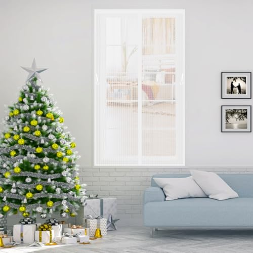 Magnet Fliegengitter Fenster Innen 97 x 200 cm Magnetvorhang Insektenschutz Ohne Bohren Magnet Fliegengitter Fenster Übergrösse für Balkontür Wohnzimmer Und Terrassentür, Weiß von GAIFNAG