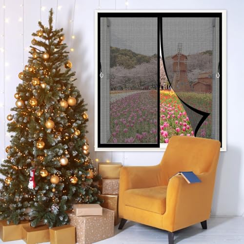 Magnetischer Fliegenvorhang 81 x 210 cm Fliegenschutz, Stärkere Magneten, Verschiedene Größen Insektenschutz für Fenster Innen für Balkontür Wohnzimmer Und Terrassentür, Schwarz von GAIFNAG