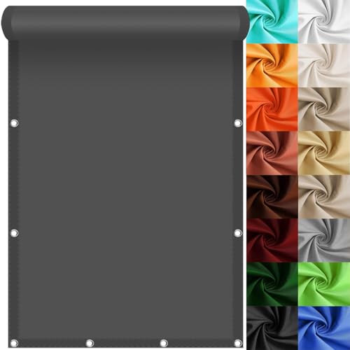 Sonnensegel Rechteckig 360 x 370 cm Wasserdicht Rechteckig Multi Farbe Und Größe Sonnensegel Wasserdicht inkl Befestigungsseile für Balkon Terrasse Garten, Dunkelgrau von GAIFNAG