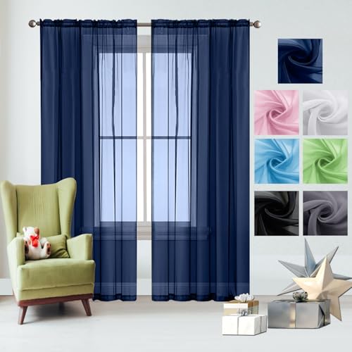 Voile Vorhang Transparente Gardine 170 x 190 cm Hitzeschutz, Leinen-Optik Transparent, Größe Und Farbe Wählbar Deko Gardinen Vorhang, Leinenoptik Gardienen für Fenster, Zuhause, Terrasse, Dunkelblau Voile Vorhang Transparente Gardine 170 x 190 cm Hitzeschutz, Leinen-Optik Transparent, Größe Und Farbe Wählbar Deko Gardinen Vorhang, Leinenoptik Gardienen für Fenster, Zuhause, Terrasse, Dunkelblau von GAIFNAG