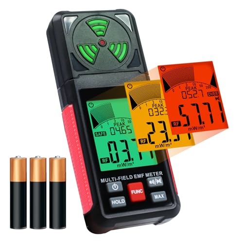 EMF Messgerät Strahlungsdetektor Digitaler Elektromagnetische Felder Handgehaltener EF/MF/RF Elektromagnetische Strahlung Messgerät mit LCD Alarm EMF-Inspektionen für Zuhause, Büro, Outdoor von GAIN EXPRESS