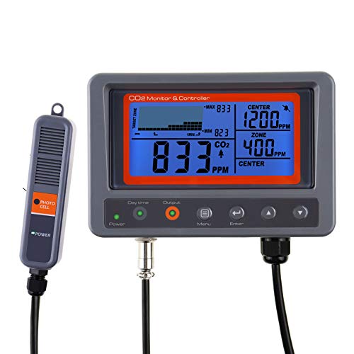 CO2-Controller Kohlendioxid-Controller CO2 Meter Monitor mit Relais-Funktion 4,5m Kabel NDIR Kohlendioxid-Sensor-Sonde für Grow-Raum, Pflanze, Grow-Zelt, Gewächshaus, Garten, Indoor von GAIN EXPRESS