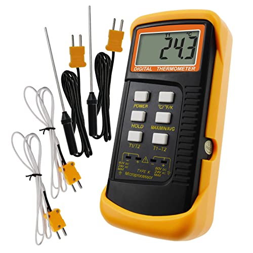 Digital 2 Channels K-Type Thermometer 2 Thermocouples -50~1300°C (-58~2372°F) Handheld High Temperature Kelvin Scale Dual Measurement Meter Sensor von GAIN EXPRESS