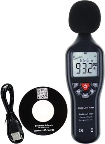 Schallpegelmessgerät, Dezibel Messgerät, Digital Schallpegelmesser 30dB bis 130dB mit LCD-Display A/C Gewichtet, Data Hold-Funktion von GAIN EXPRESS