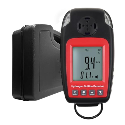 Wasserstoffsulfiddetektor H2S Gasdetektor Monitor Meter Tragbarer Ton- und Blitzalarm h2s Gasmonitor 0~100ppm Elektrochemischer H2S-Sensor mit Clip und LCD-Bildschirm-Hintergrundbeleuchtung von GAIN EXPRESS