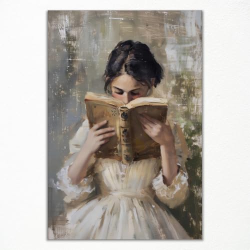 Leinwandbild Frau liest Buch im Vintage-Stil, ästhetisches Leseposter, Ölgemälde Portrait einer viktorianischen Bücherwurm-Frau“ feminines Bild für Mädchenschlafzimmer Kinderzimmer 40x60cm ungerahmt Leinwandbild Frau liest Buch im Vintage-Stil, ästhetisches Leseposter, Ölgemälde Portrait einer viktorianischen Bücherwurm-Frau“ feminines Bild für Mädchenschlafzimmer Kinderzimmer 40x60cm ungerahmt von GAINOW