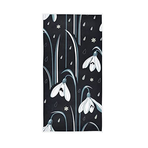 GAIREG Frühling Schneeglöckchen Blumen Handtuch, Mehrzweck-Baumwolle Handtücher für Hand, Gesicht, Haare, Yoga, Küche, Bad von GAIREG