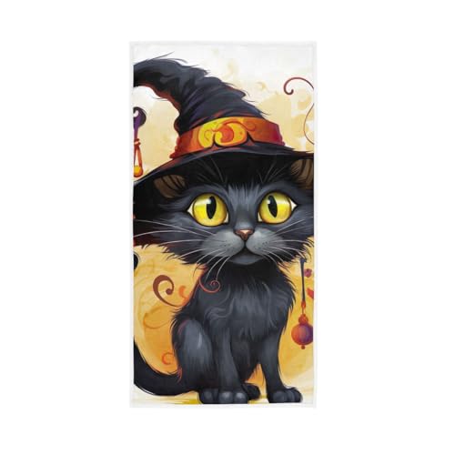 GAIREG Halloween Katze Hexe Kopfschmuck Handtuch Handtücher für Badezimmer 15 x 30 Zoll Weiche Handtücher von GAIREG