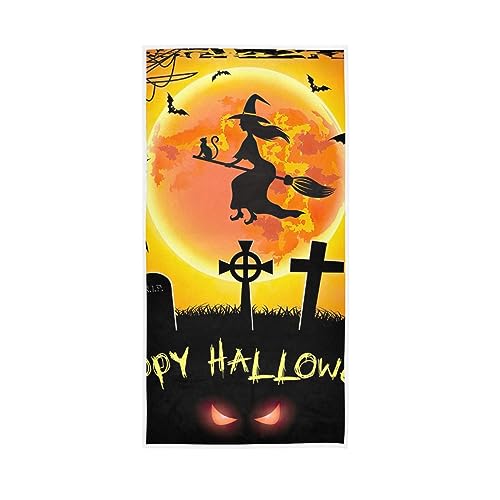 GAIREG Halloween WitchHappy Halloween Orange Hintergrund Handtücher, weiche Handtücher für Hand, Gesicht, Haare, Yoga, Küche, Bad, 15 x 30 Zoll von GAIREG