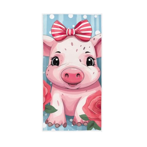 GAIREG Niedliches Schwein gestreiftes gepunktetes Handtuch, 38,1 x 76,2 cm, weiche, sehr saugfähige Handtücher für Badezimmer, Fitnessstudio, Dusche von GAIREG