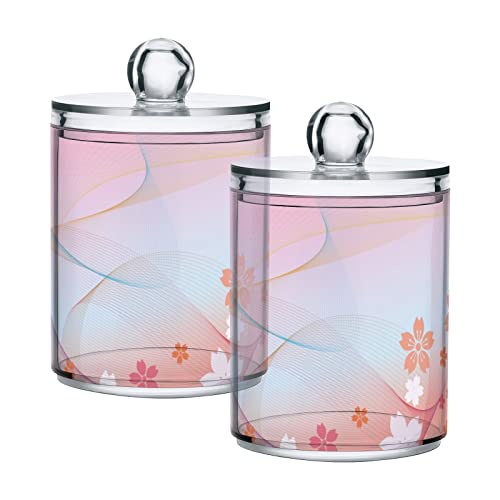 GAIREG Pink Cherry Blossom Wattestäbchen-Spender, Apotheker-Gläser, Badezimmer-Zahnbürste, 2 Stück von GAIREG