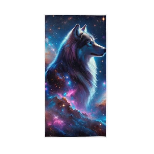 Wolf Dark Galaxy Handtücher, 38,1 x 76,2 cm, weiche, hochsaugfähige Handtücher für Badezimmer, Fitnessstudio, Dusche von GAIREG