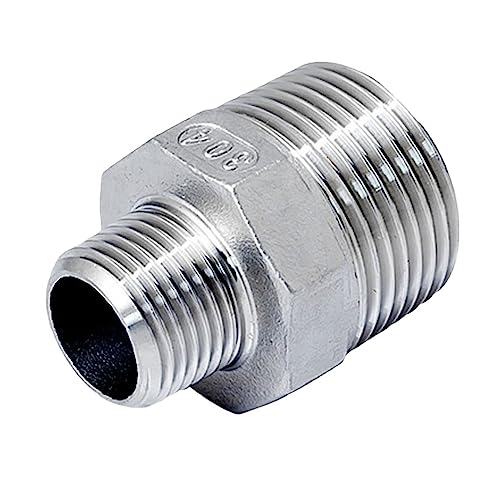 1/8 Zoll 1/4 Zoll 3/8 Zoll 1/2 Zoll 3/4 Zoll 1 Zoll 2,5 cm 5,1 cm 3 Zoll 10,2 cm BSP NPT Außen-Reduzierstück Sechskantnippel 304 Edelstahl Rohrverschraubung Verbindungsstück Kupplungsadapter (Farbe: BSPT SS316, Gr von GAJUST