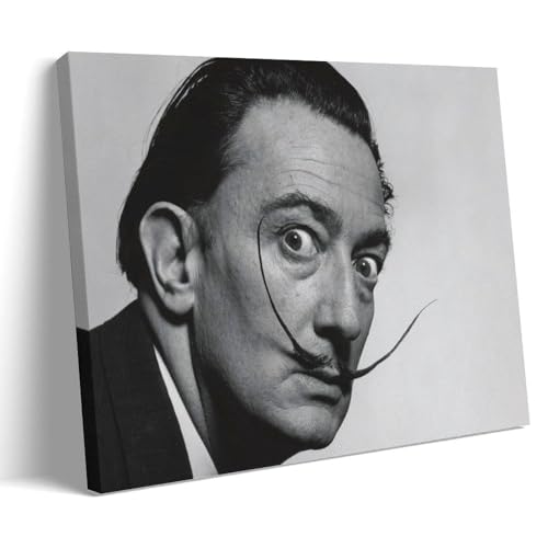 GAJUST Salvador Dali Portrait Poster, Portrait, Originalfotografie, Spanischer Maler, Meister des Surrealismus, Leinwanddruck, Kunstposter, Rahmen, 50 x 75 cm von GAJUST