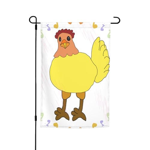 Gartenflagge Singing Hen, 30,5 x 45,7 cm. Helle, doppelseitige Outdoor-Dekoration bringt Spaß in Ihren Hof. von GAJYFCL
