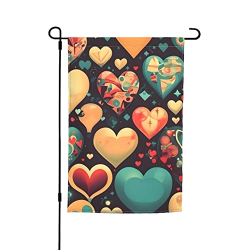 Gartenflagge mit bunten Herzen, 30,5 x 45,7 cm. Helle, doppelseitige Outdoor-Dekoration bringt Spaß in Ihren Garten. von GAJYFCL