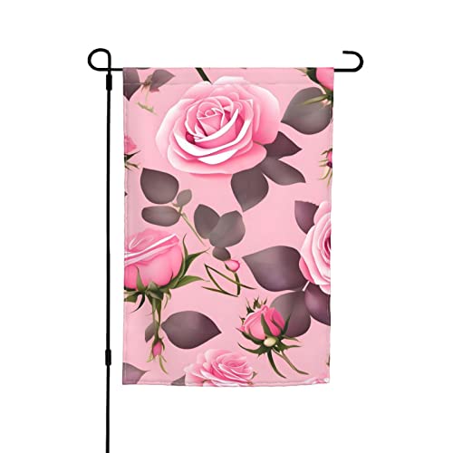 Hübsche rosa Rosen Gartenflagge, 30,5 x 45,7 cm. Helle, doppelseitige Outdoor-Dekoration bringt Spaß in Ihren Garten. von GAJYFCL