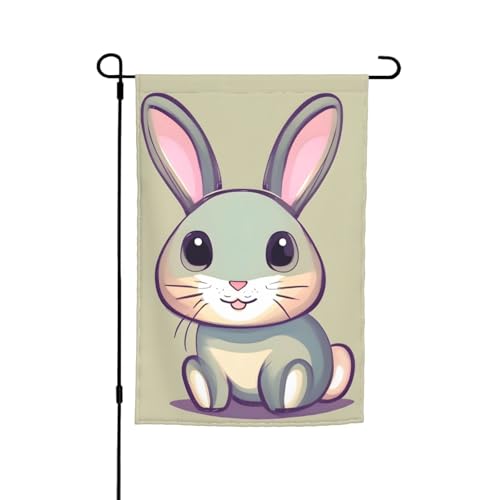 Süße kleine Hasen-Gartenflagge, 30,5 x 45,7 cm. Helle, doppelseitige Outdoor-Dekoration bringt Spaß in Ihren Hof. von GAJYFCL
