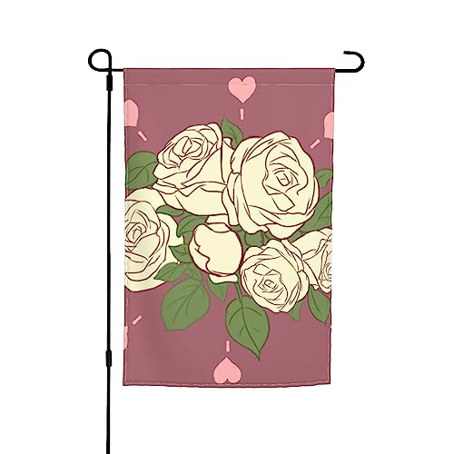 Weiße Rose der Liebe Gartenflagge, 30,5 x 45,7 cm. Helle, doppelseitige Outdoor-Dekoration bringt Spaß in Ihren Hof. von GAJYFCL
