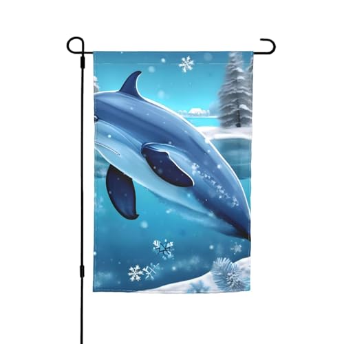 Winter-Delfin-Gartenflagge, 30,5 x 45,7 cm. Helle, doppelseitige Outdoor-Dekoration bringt Spaß in Ihren Garten. Winter-Delfin-Gartenflagge, 30,5 x 45,7 cm. Helle, doppelseitige Outdoor-Dekoration bringt Spaß in Ihren Garten. von GAJYFCL