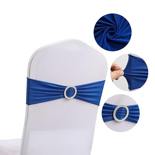 GAKA 10 Stück Blau Spandex-Stuhlschärpen, Stretch-Stuhlschleifen, Schärpen, Stuhlhusse mit Schnalle für Party Stuhldekorationen. von GAKA FAVOR
