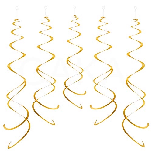 GAKA FAVOR 30 Stück Wirbel Deko Gold Spiralen Girlande Folien Deckenhänger DoppelSpiral Deko für Geburtstag, Hochzeit, Silvester oder Karneval Partydeko von GAKA FAVOR