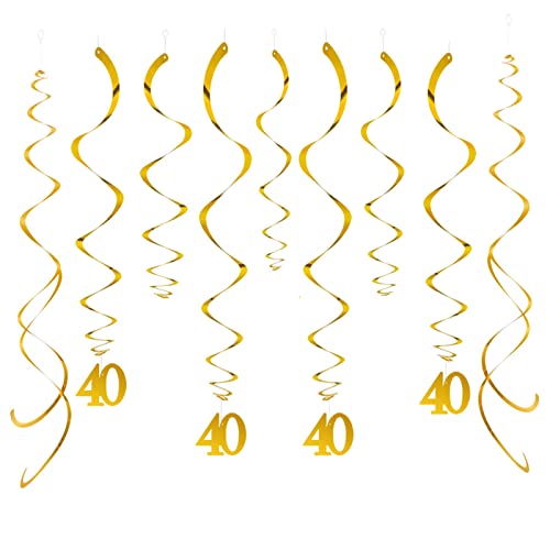GAKA FAVOR Wirbel Deko Zahl 40 Gold Spiralen Girlande Folien Deckenhänger DoppelSpiral Deko für 40 Geburtstag, Hochzeit, Jubiläum oder Partydeko （20 Stück ） von GAKA FAVOR