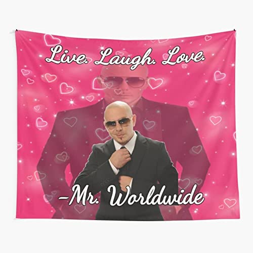 Mr Worldwide Sagt to Live Laugh Love Tapisserie, Pitbull Tapisserie Poster Wandteppich 3D Boutique Art Tapisserie Wandbehang Pop Art Home Dekorationen für Wohnzimmer Schlafzimmer Wohnheim Dekor (152,4 von GAKILOVE