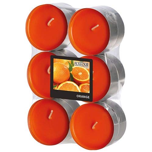 GALA "Flavour by Maxi Duftlichte Ø 58 mm, 24 mm orange - Orange 96923 Duftkerzen Maxi-Teelichter Duft-Teelichter, 12 Stück von GALA