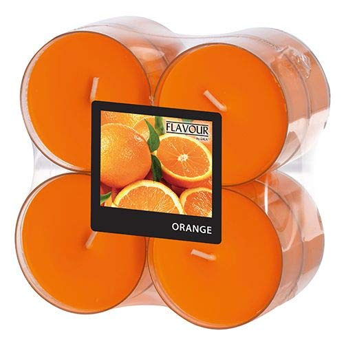 GALA "Flavour by Maxi Duftlichte Ø 59 mm, 24 mm orange - Orange in Polycarbonathülle 96993 Duftkerzen Riesen-Teelichte, 48 Stück von GALA