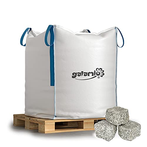 GALAMIO Granitpflaster Pflastersteine Kleinpflaster Granit Pflaster Stein Garten Rasenkante Naturstein Gespalten Grau 8/11cm 1.000kg BigBag / 1 Palette Paligo von GALAMIO