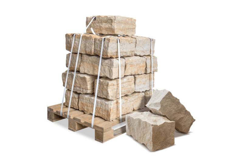 GALAMIO Mauerstein Sandstein 40*20*20 gebrochen (Palette, 1-St) von GALAMIO