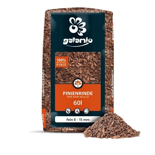 GALAMIO Pinienrinde Fein 8-15mm 60l Sack 1 Paket Pinienmulch Pinienerde Rindenmulch Pinienborke Pinie Mulch Bark Rinde Für Pflanzen Garten Terrarium Dekorativer Bodenbelag Paligo von GALAMIO