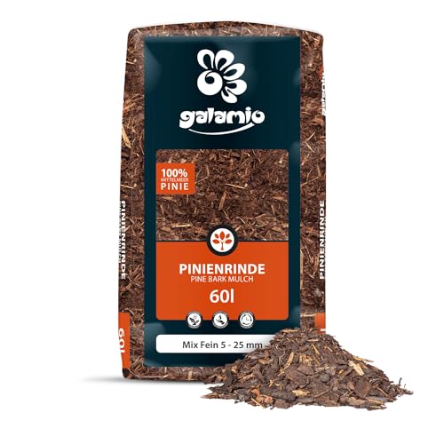 GALAMIO Pinienrinde Mix 8-25mm 60l Sack 1 Paket Pinienmulch Pinienerde Rindenmulch Pinienborke Pinie Mulch Bark Rinde Für Pflanzen Garten Terrarium Dekorativer Bodenbelag Paligo von GALAMIO