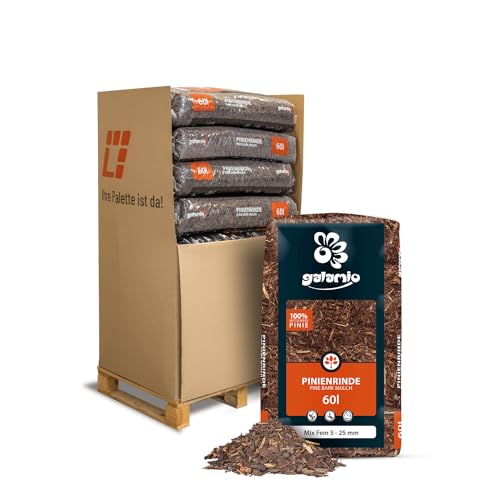 GALAMIO Pinienrinde Pinienmulch Rindenmulch Pinie Mulch Garten Dekor Pinus Pinea Natur Mittelmeer Kiefer Mix 8-25mm 60l x 13 Sack 780l / 1 Palette Paligo von GALAMIO